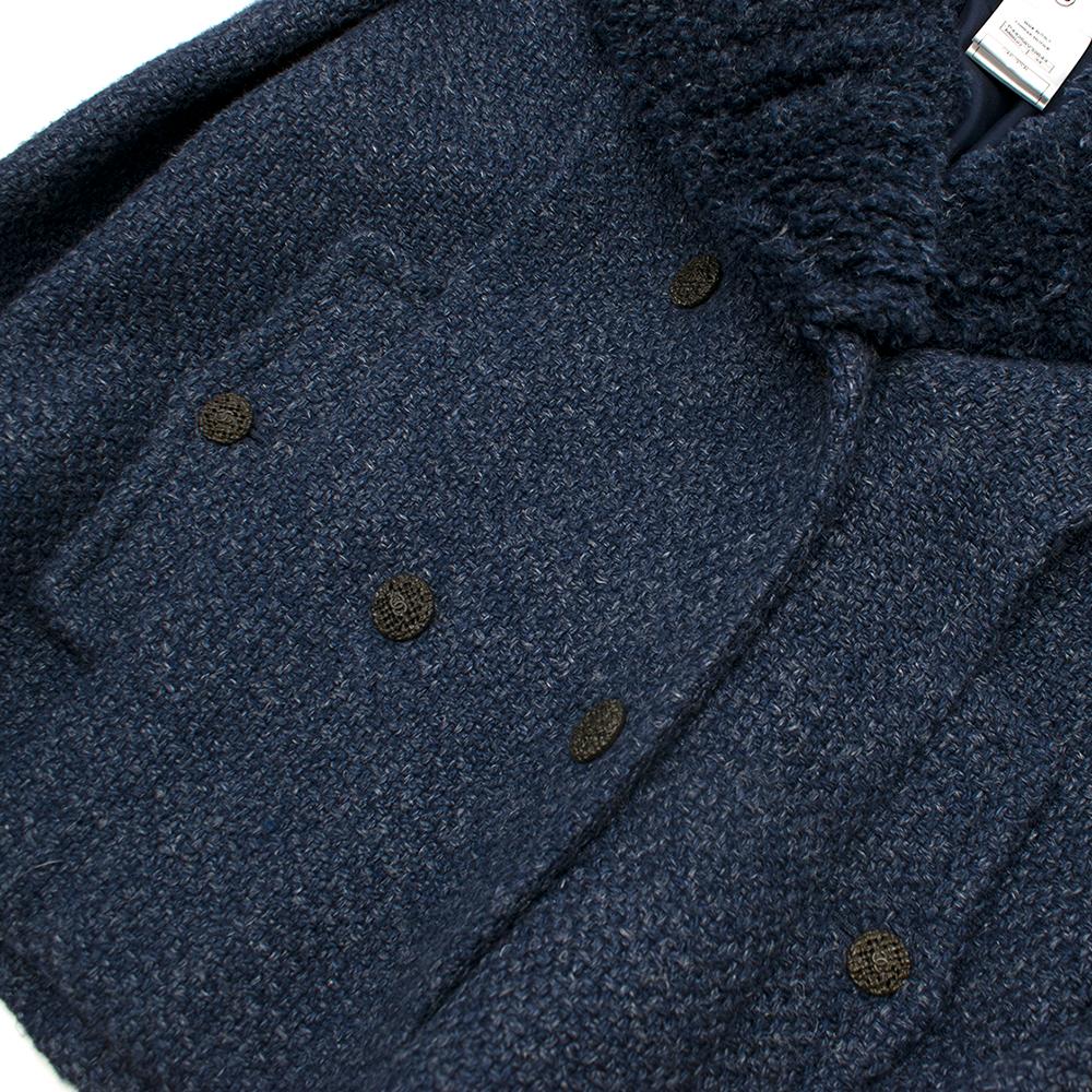 Chanel textured-lapel blue tweed jacket 34 2