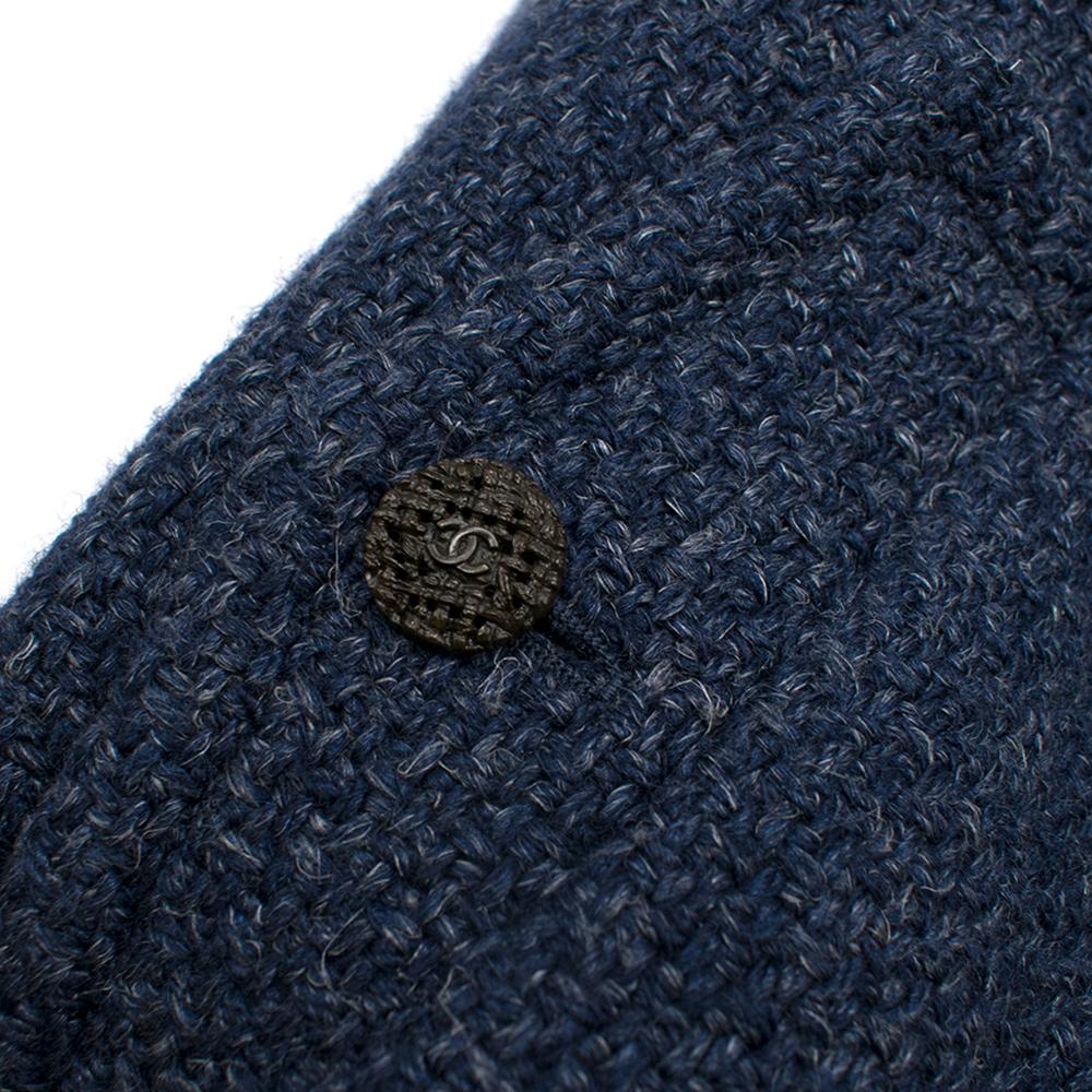 Chanel textured-lapel blue tweed jacket 34 3