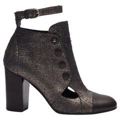 Chanel Textured Metallic Lambskin Silver Ankle Boots (EU 40)