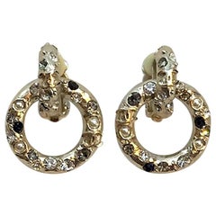 Chanel Textured Pearl & Rhinestone Dangle Hoop Earrings, 2016 Collection