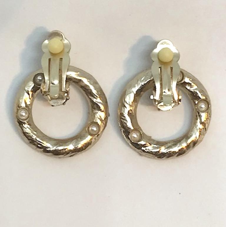 Chanel Textured Pearl & Rhinestone Dangle Hoop Earrings, 2016 Collection 3