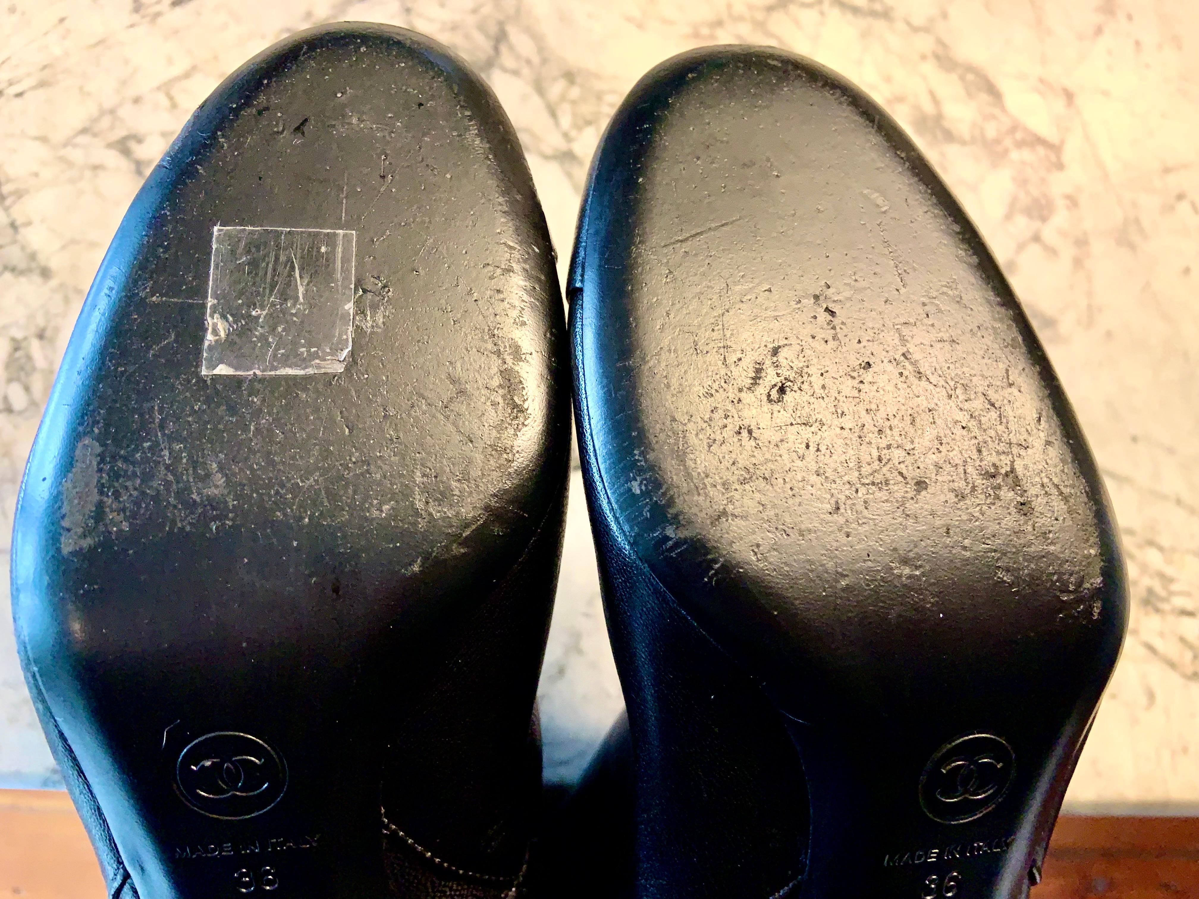 Chanel Oberschenkelhohe schwarze Lederstiefel  Größe 36 im Angebot 3