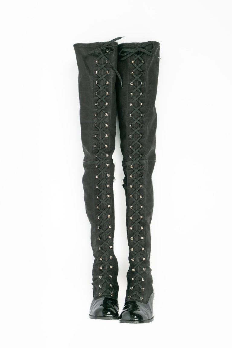 Chanel thigh high boots For Sale at 1stDibs