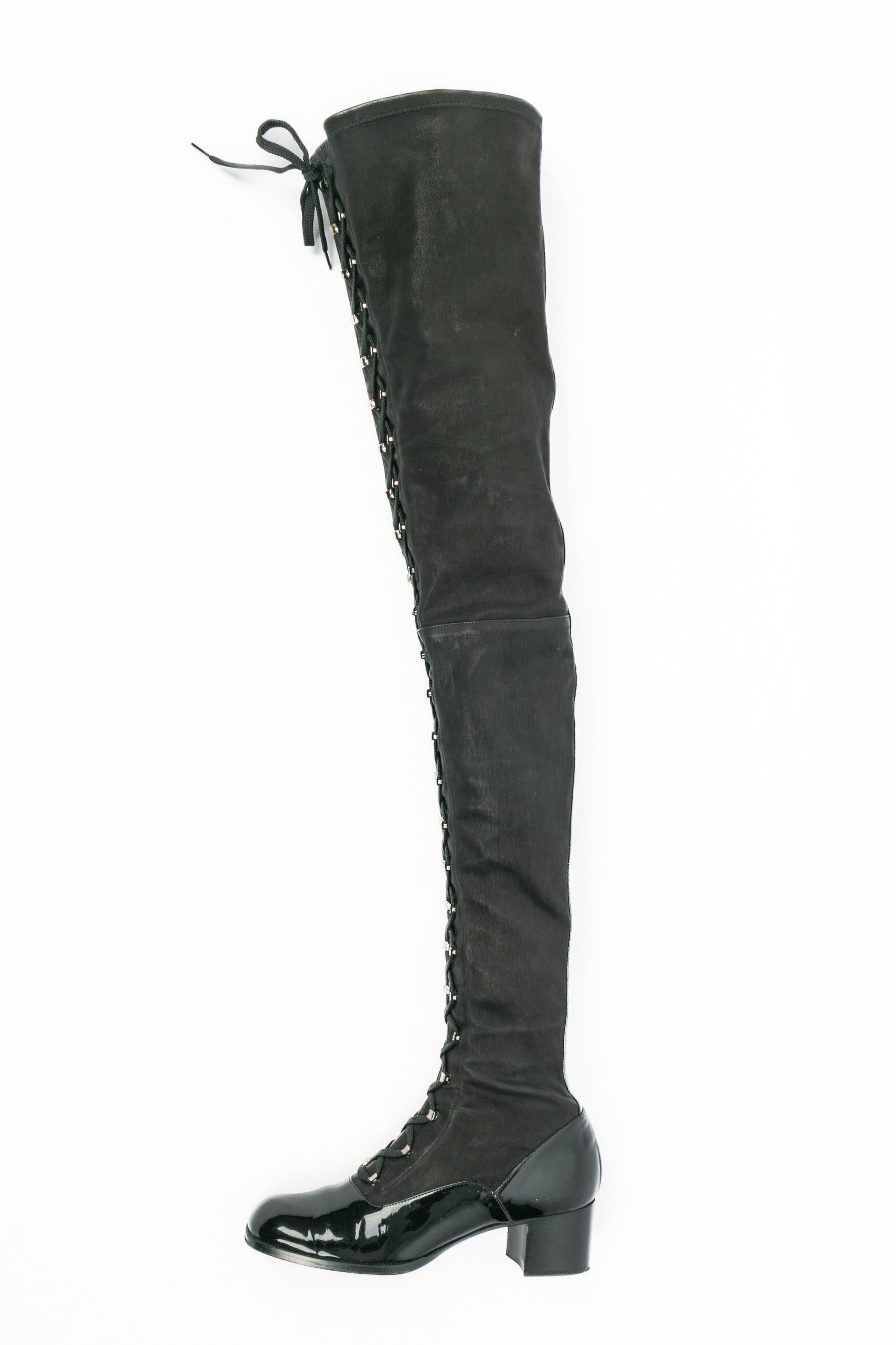 Women's Chanel thigh high boots For Sale