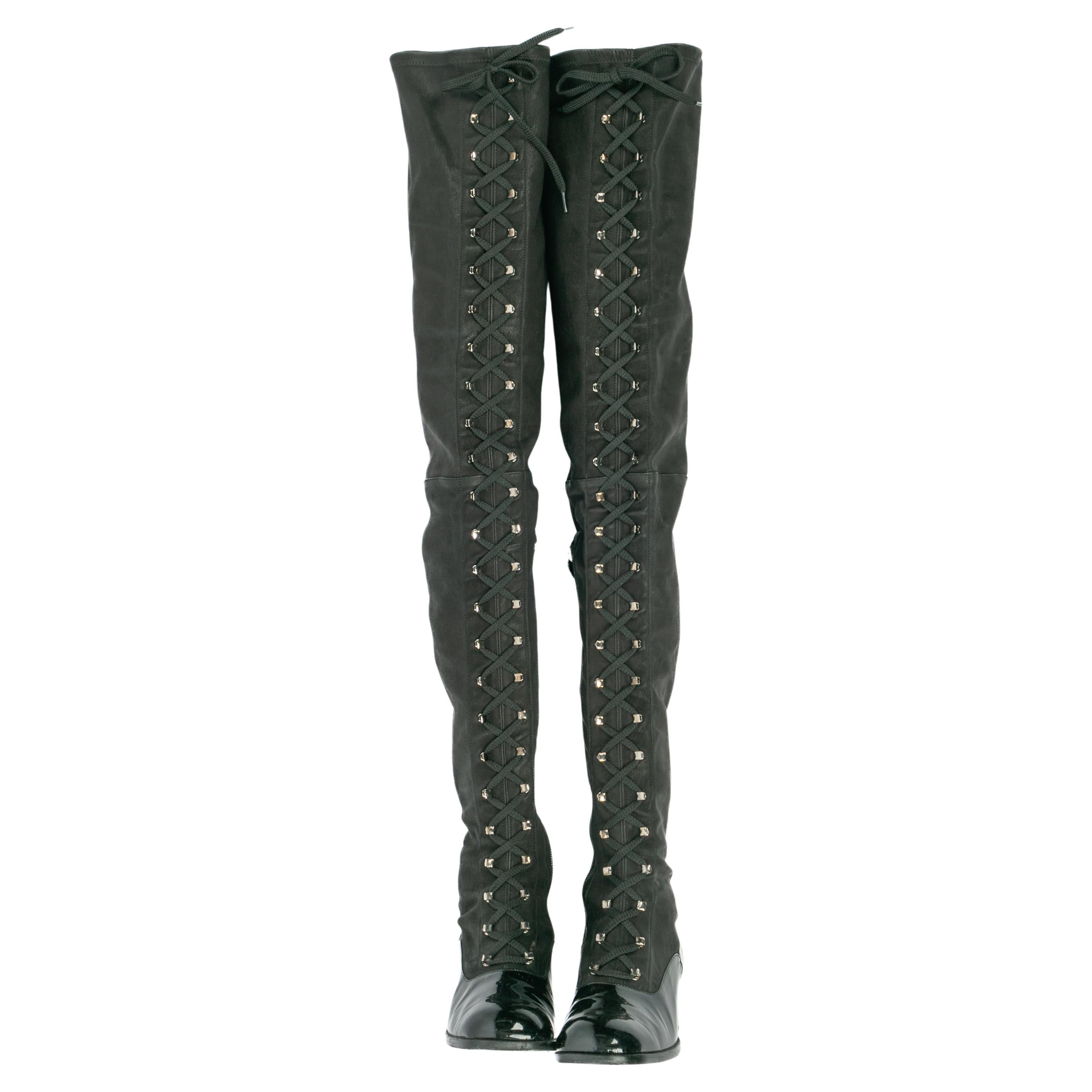 Chanel thigh high boots For Sale
