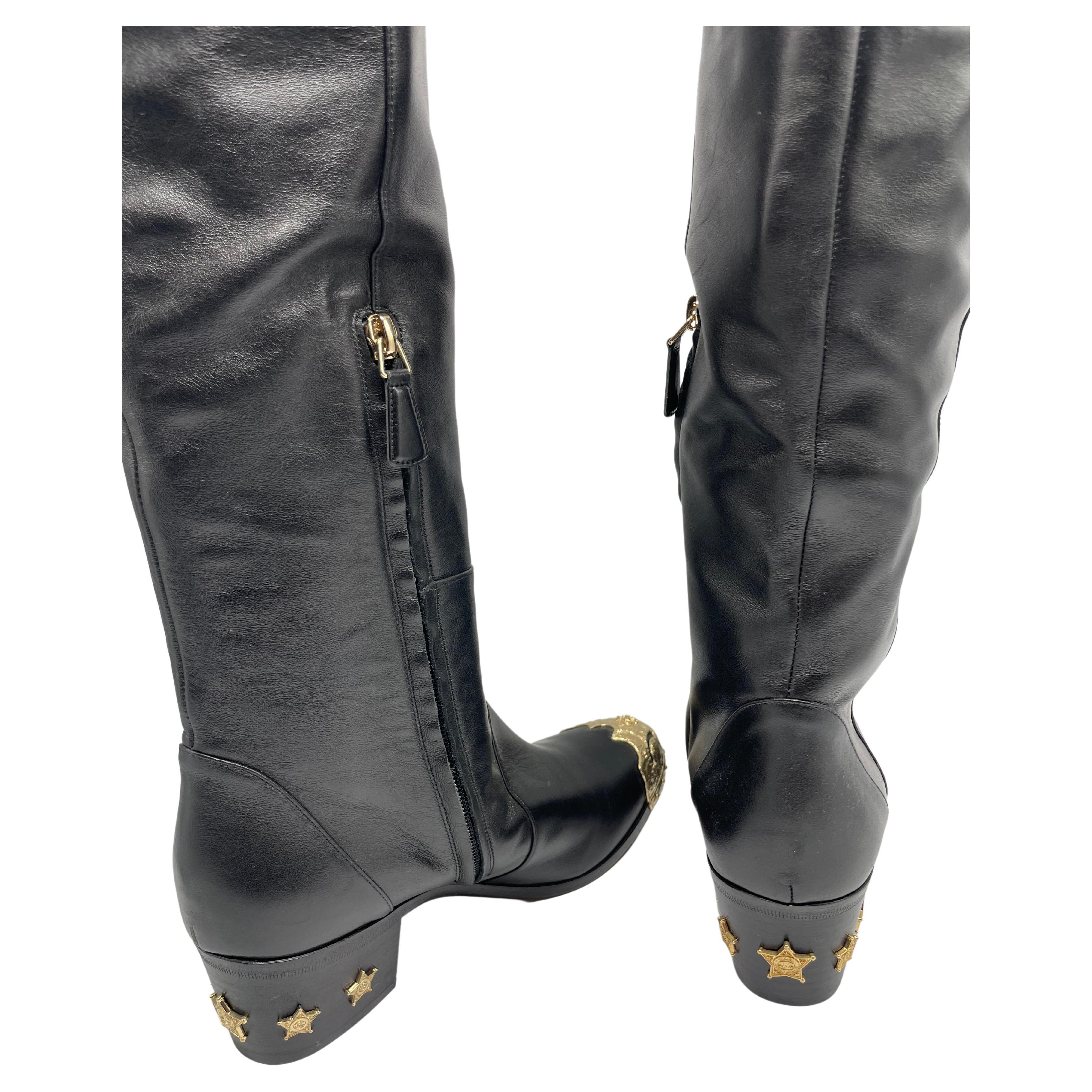 Black Chanel Thigh High Boots Paris-Dallas Size 40 For Sale