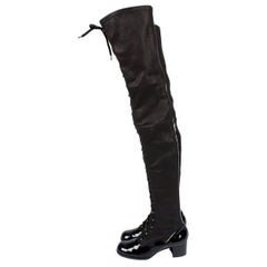 Chanel Thigh High Lace-up Boots - black