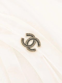 Chanel Thin Cream Fringe Silk CC Scarf