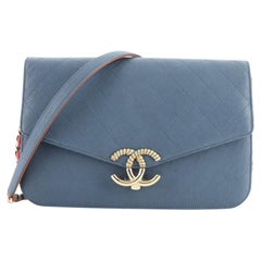 Chanel Thread Around Chain Flap Bag Quilted Caviar Medium
