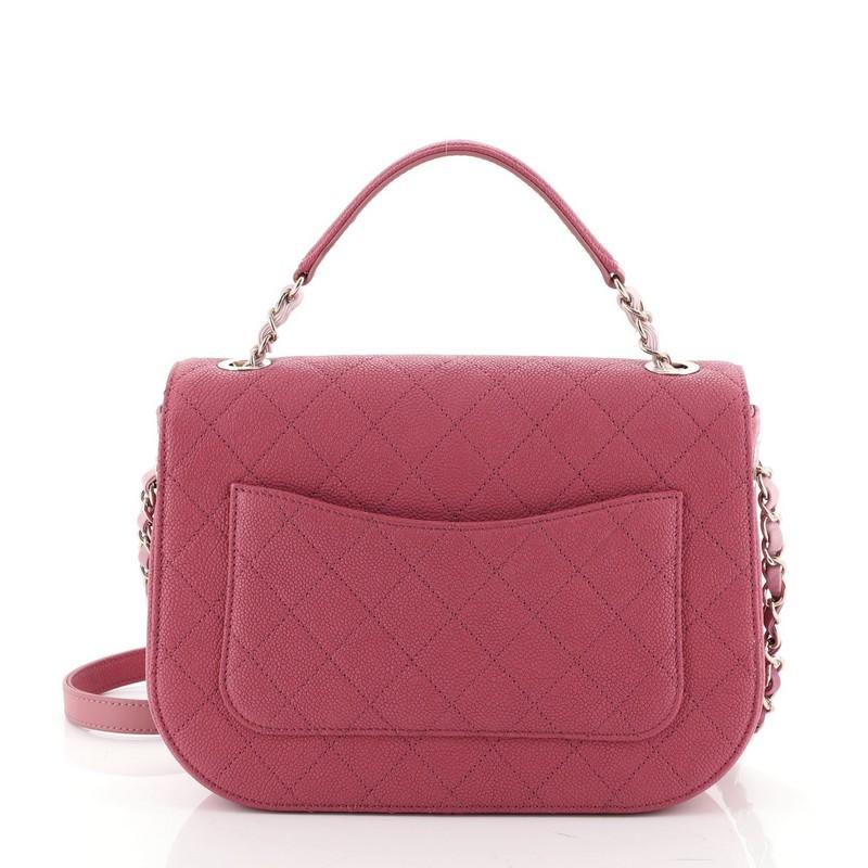 Pink Chanel Thread Around Flap Bag Quilted Caviar Medium