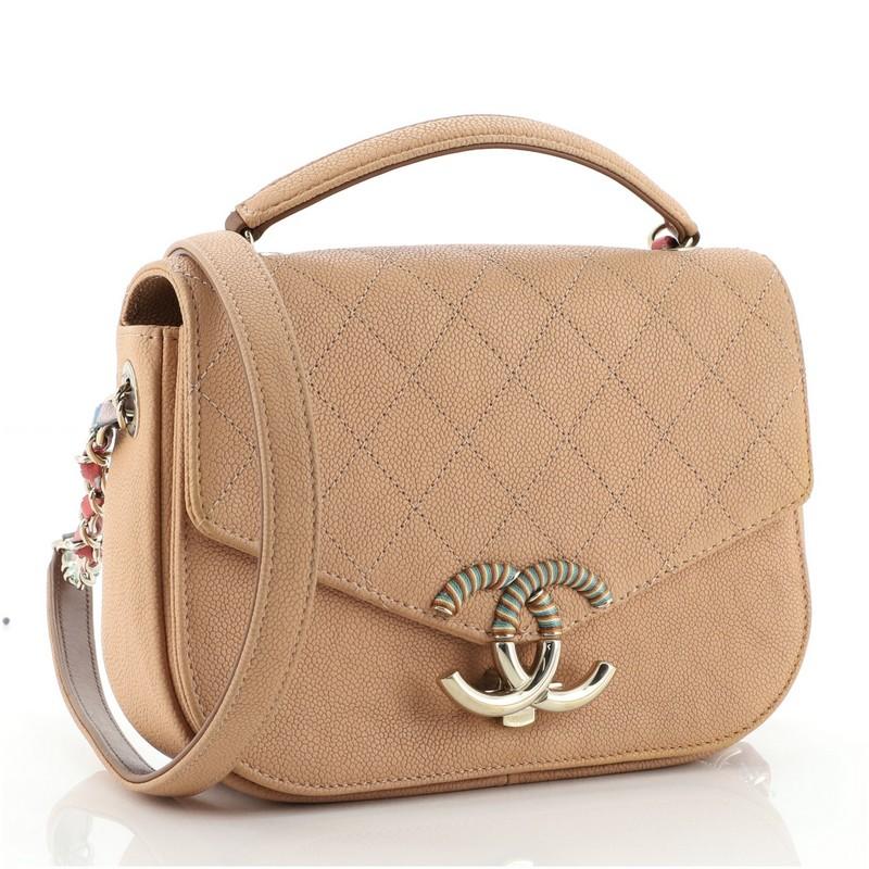 Chanel Faden um Klappe Tasche gesteppt Kaviar klein (Braun)
