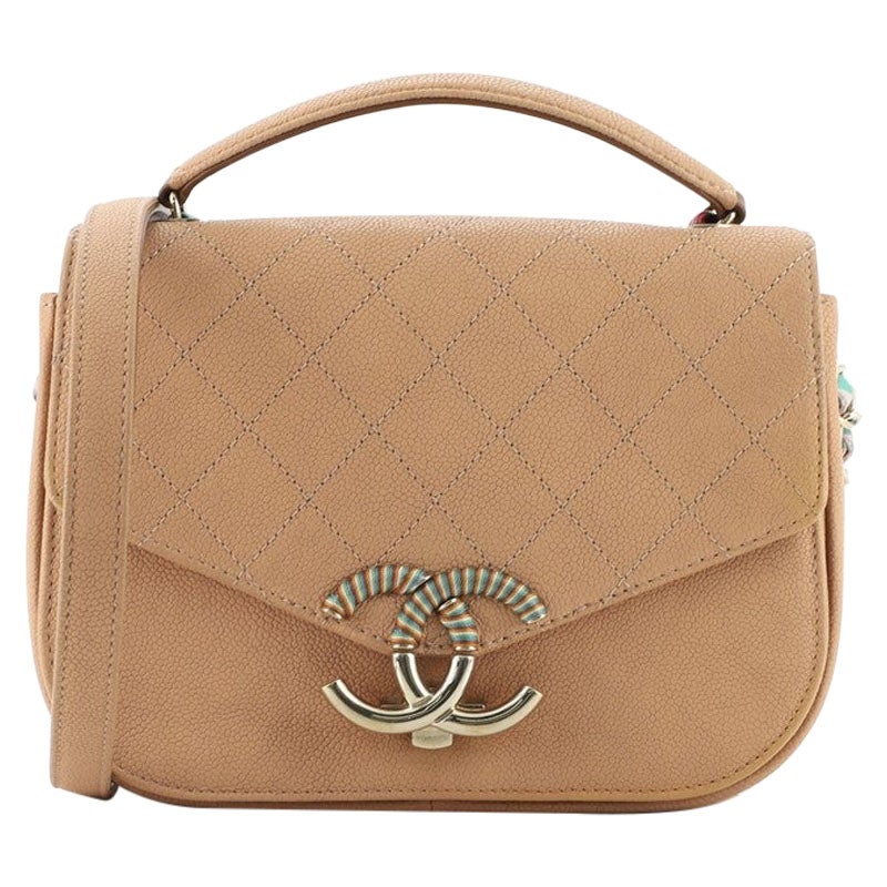 Chanel Faden um Klappe Tasche gesteppt Kaviar klein