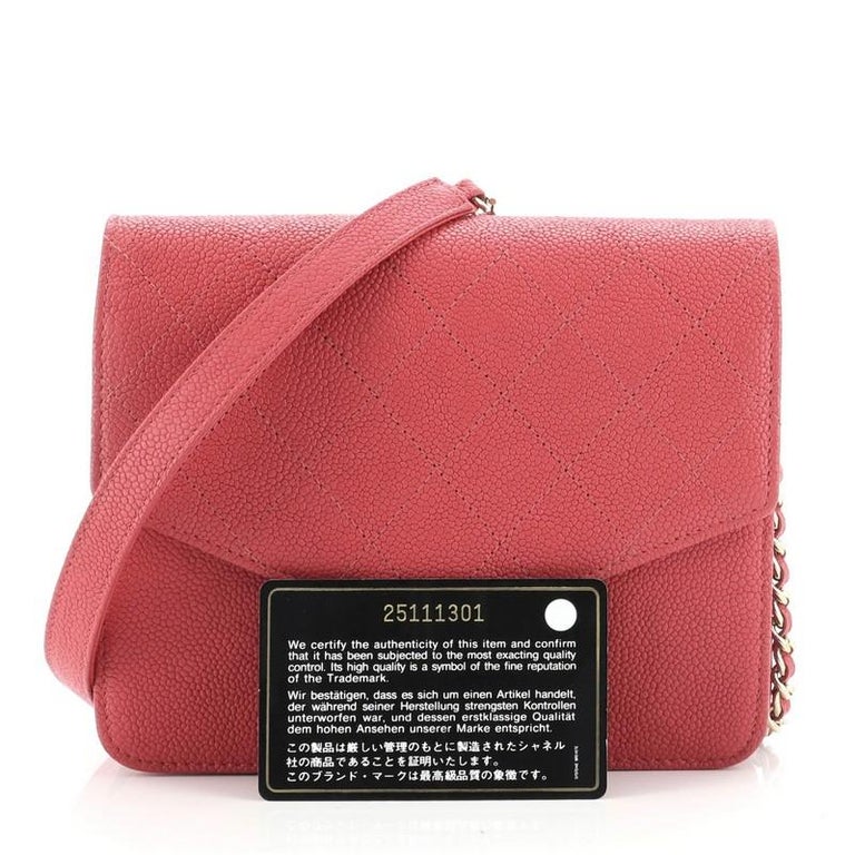 Chanel Thread Around Square Wallet on Chain Quilted Caviar