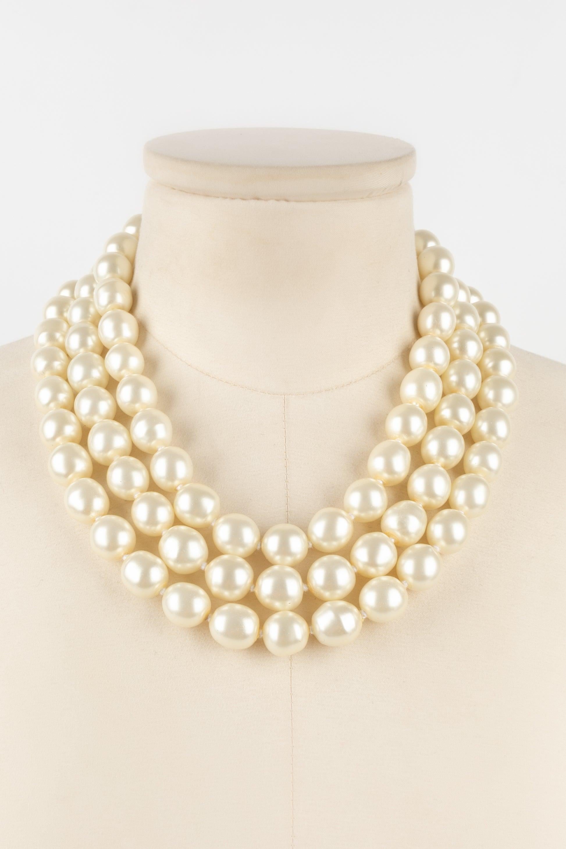 Women's Chanel Three-Row Necklace with Costume Pearls Assembled with Knotw, 1990s