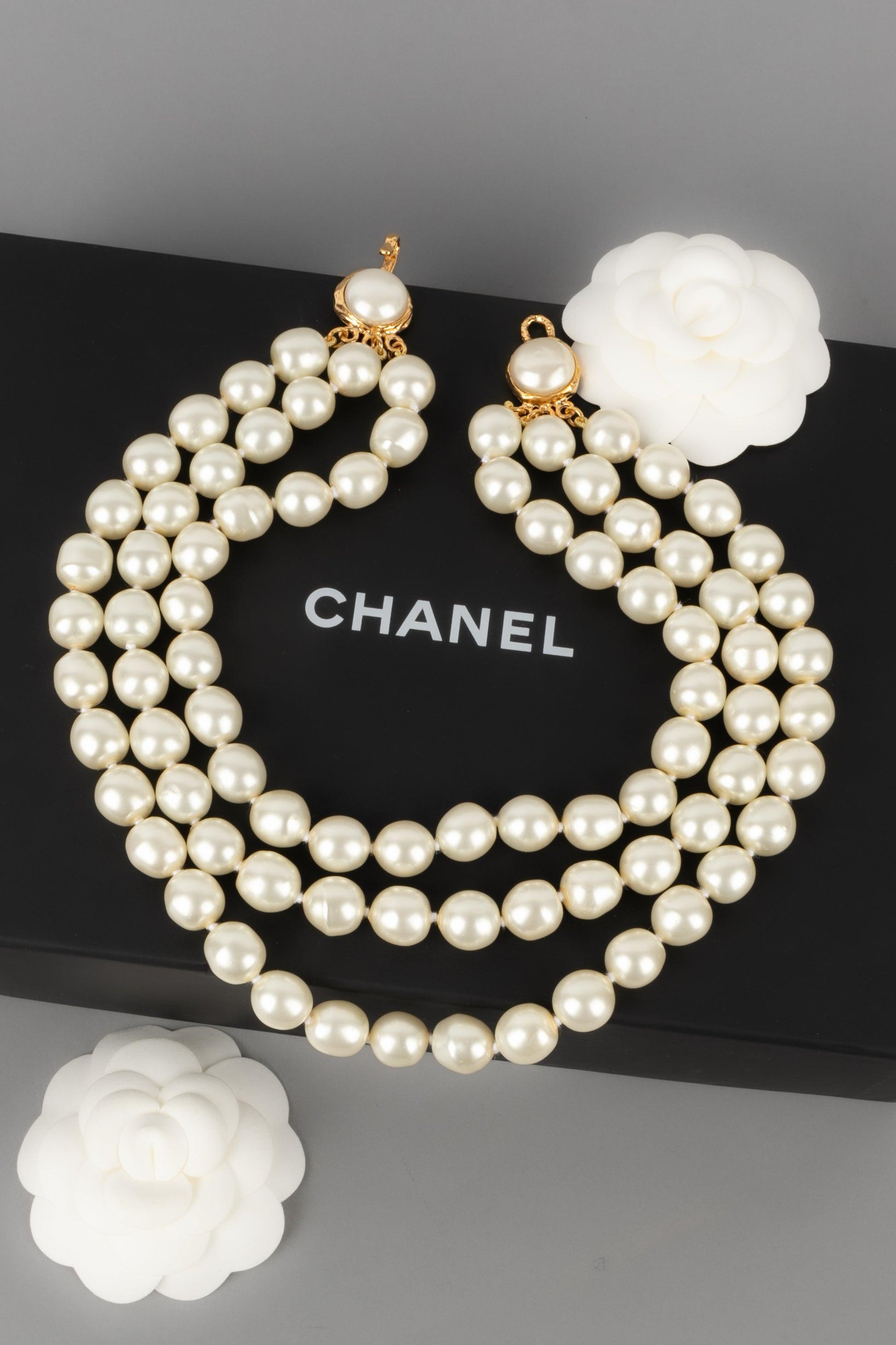 Chanel Three-Row Necklace with Costume Pearls Assembled with Knotw, 1990s 2