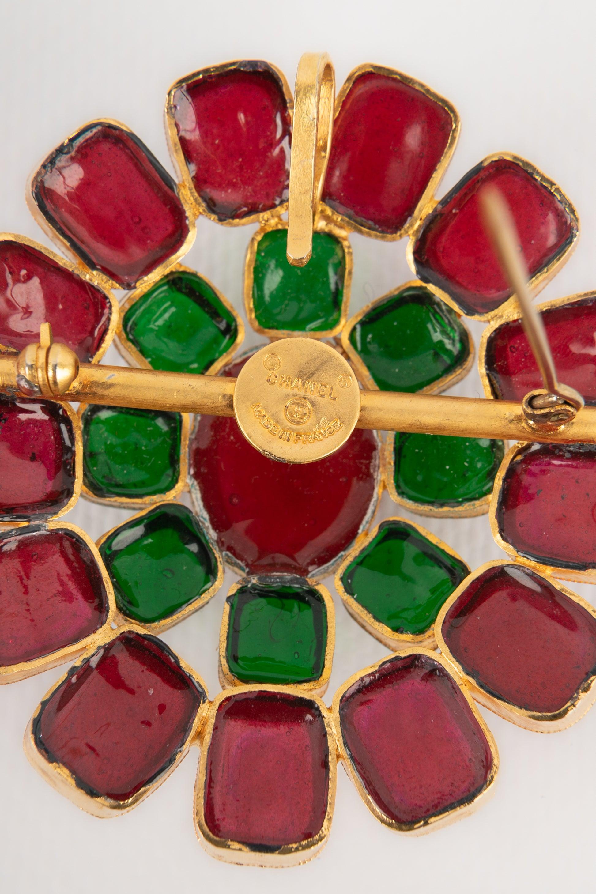 Chanel Three-Row Red Glass Paste Pearl Necklace For Sale 2