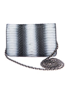 Chanel Tie Dye Black Silver Snakeskin Python Small Evening Shoulder Flap Bag