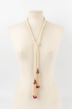 Chanel Tie Necklace with Knot Assembled Costume Pearls, 1983
