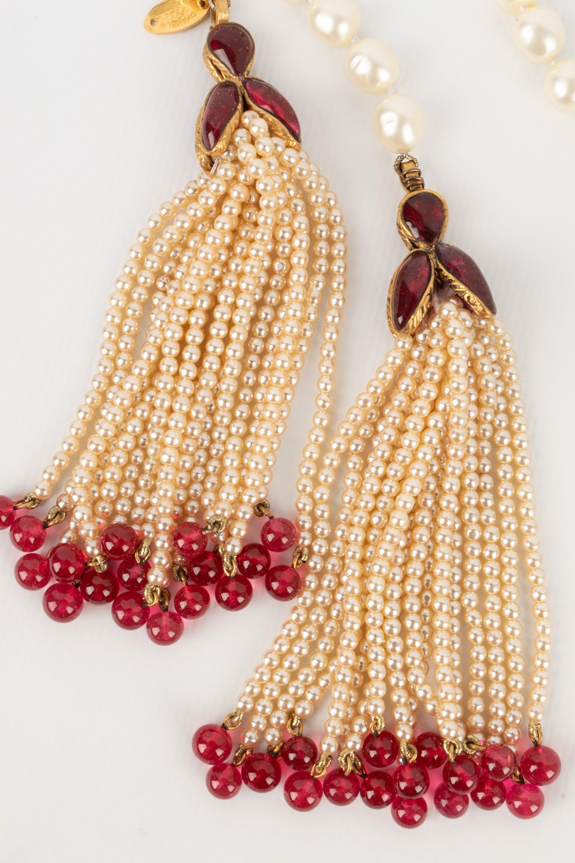 Chanel Tie Necklace with Knot Assembled Costume Pearls, 1983 For Sale 5