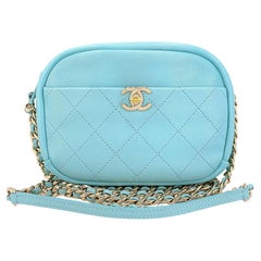 Chanel Tiffany Blue Light Teal Goatskin Camera Bag GHW 68156