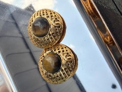 Chanel Tiger Eye Vintage Clip on earrings