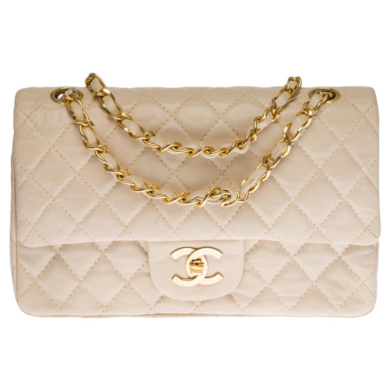 Chanel Chanel 2.55 10 Double Flap Beige Quilted Leather Shoulder Bag