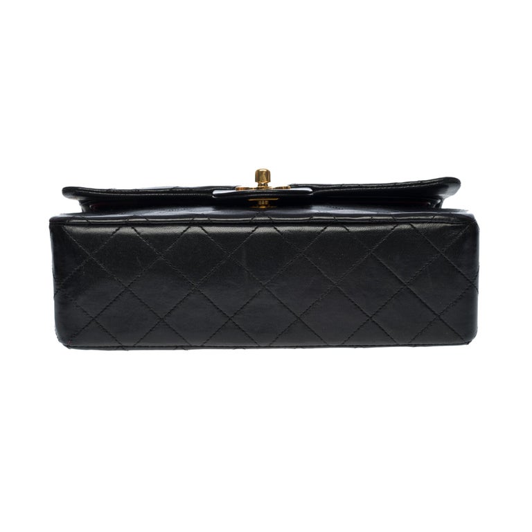 Chanel Timeless 23 cm double flap shoulder bag in black quilted lambskin,  GHW at 1stDibs