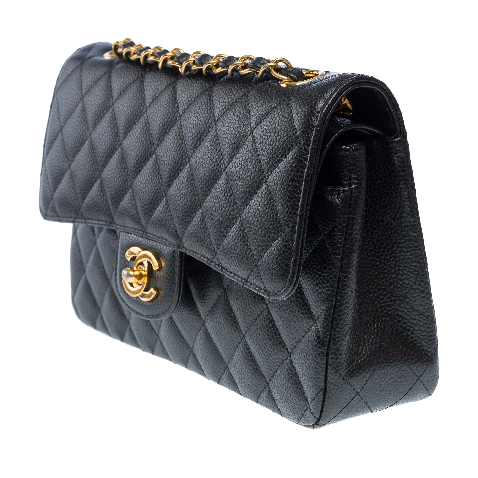 Bolso Chanel Timeless 23 de doble solapa en piel de caviar acolchada negra, GHW en Bueno Estado en Paris, IDF