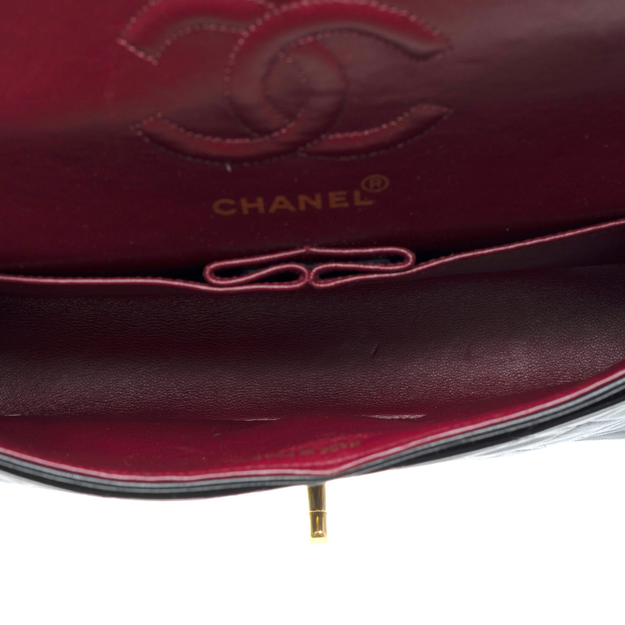 Chanel Timeless 23 double flap shoulder bag in Black Quilted Lambskin, GHW For Sale 6