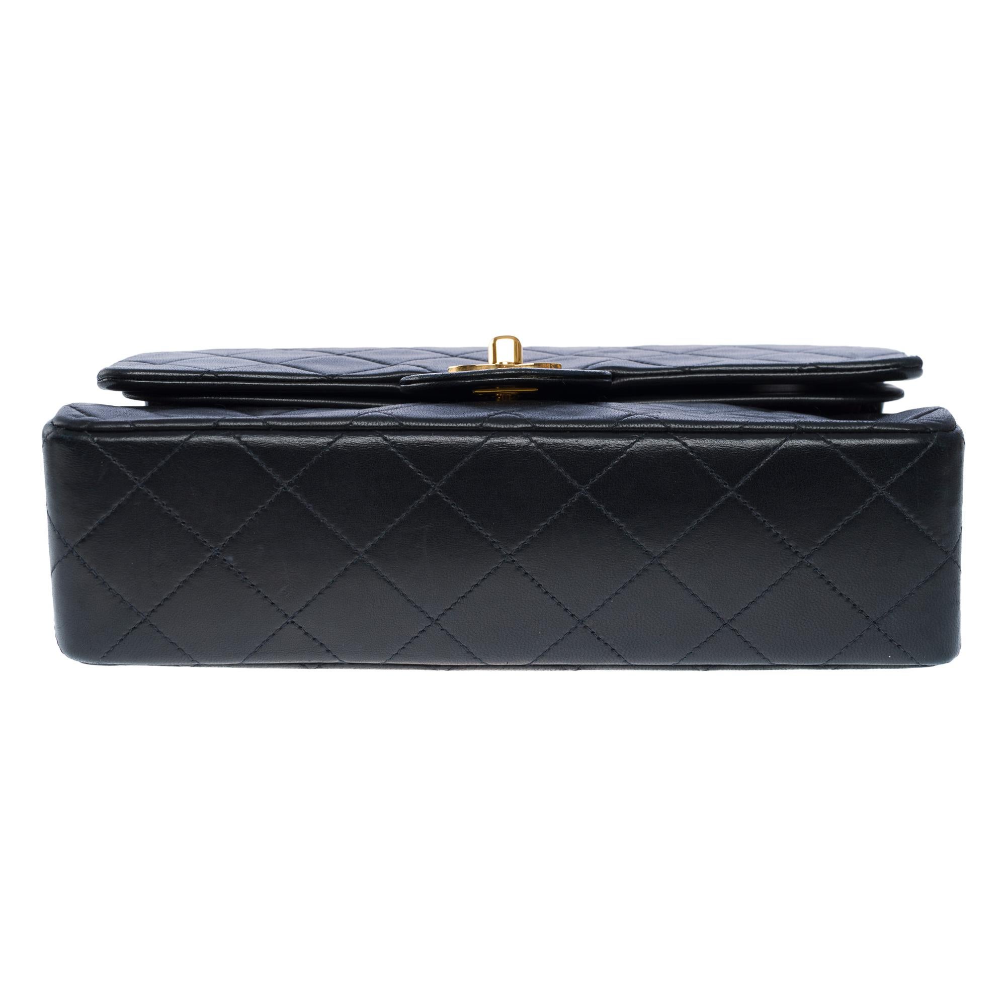 Chanel Timeless 23 double flap shoulder bag in Black Quilted Lambskin, GHW For Sale 8