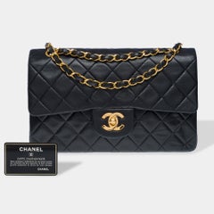 Chanel Timeless 23 double flap shoulder bag in Black Quilted Lambskin, GHW
