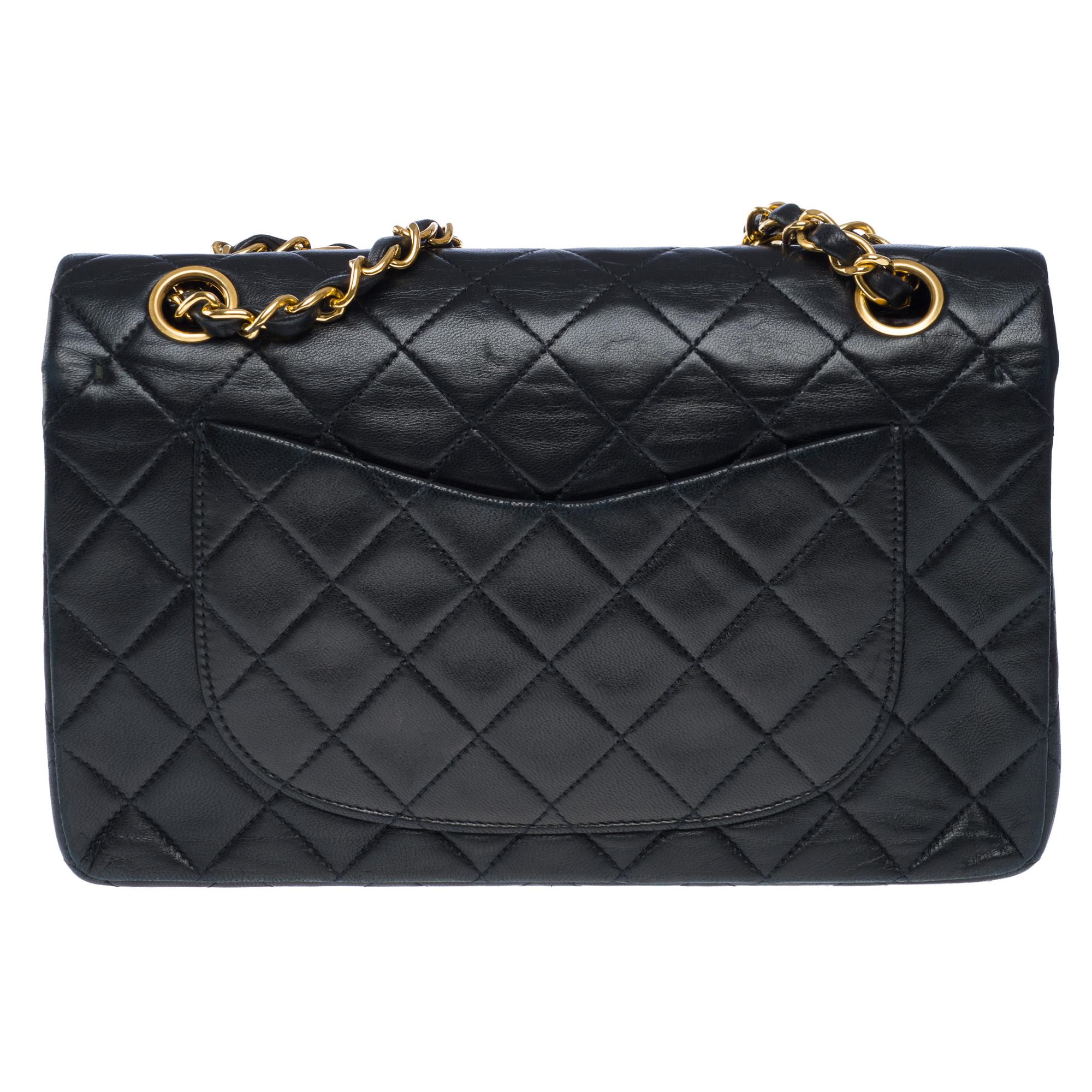Chanel Timeless 23 double flap shoulder bag in Black Quilted Lambskin, GHW For Sale 1