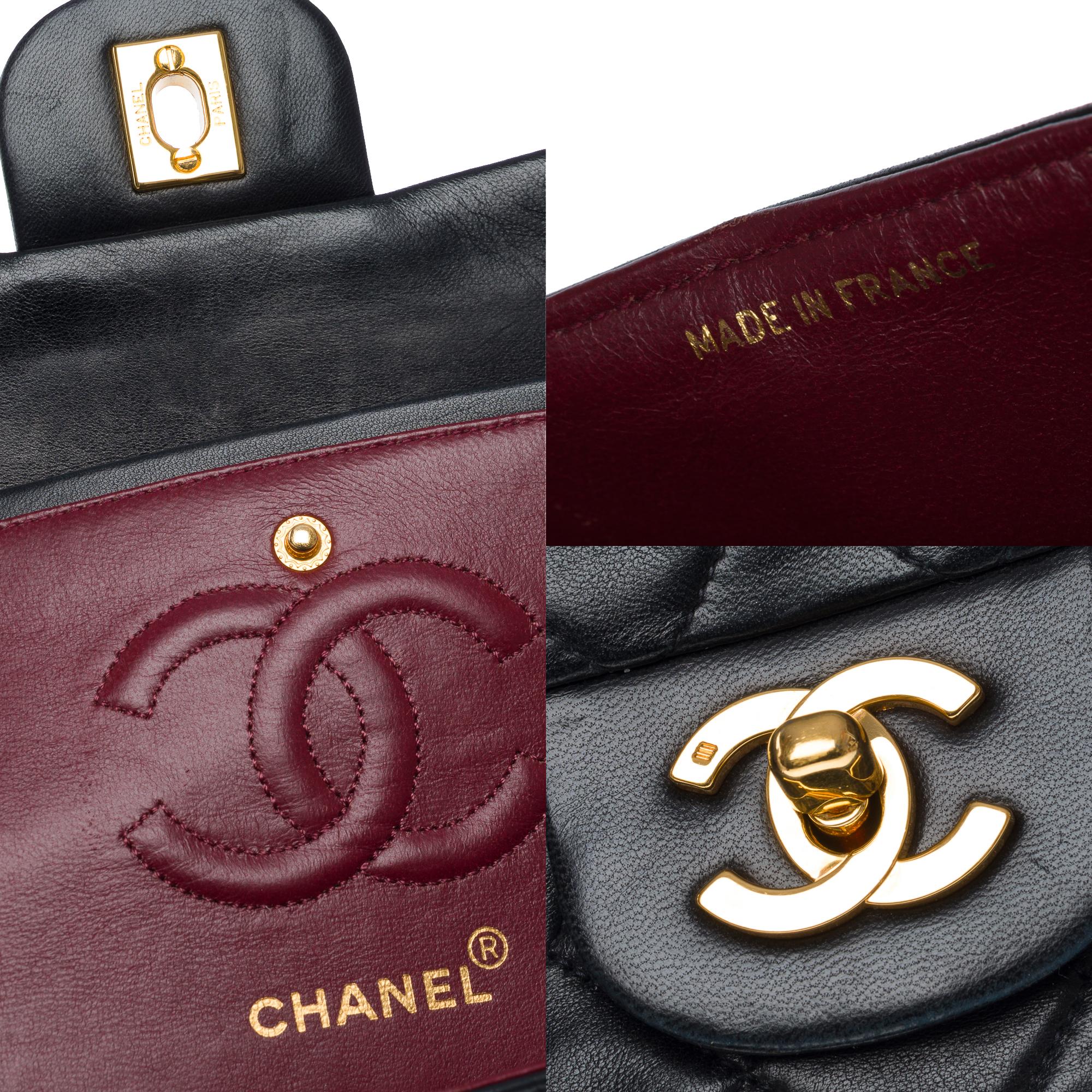 Chanel Timeless 23 double flap shoulder bag in Black Quilted Lambskin, GHW For Sale 4