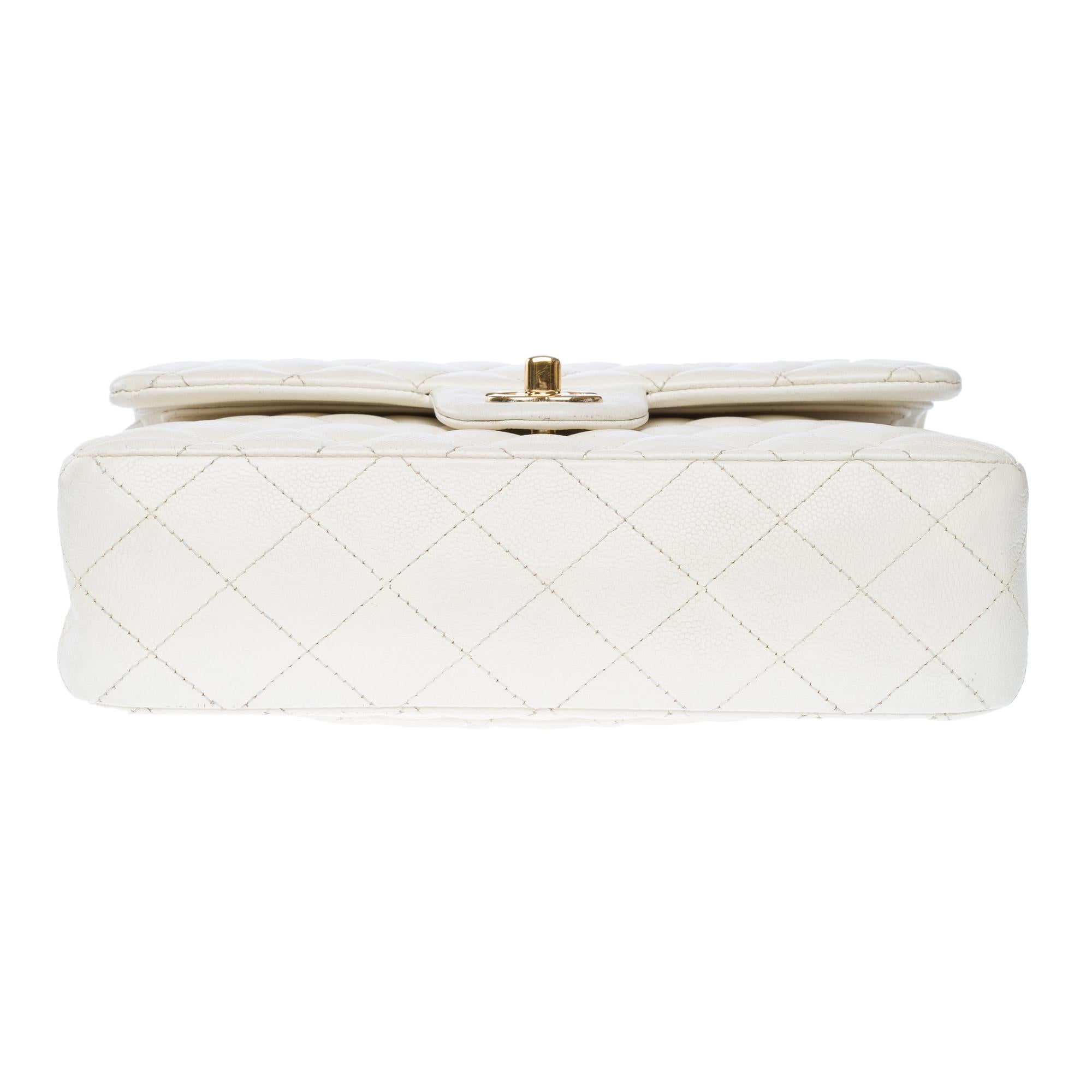 Chanel Timeless 23 double flap shoulder bag in White Quilted Caviar Leather, GHW 6