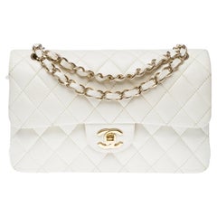 Chanel Timeless 23 double flap shoulder bag in White Quilted Caviar Leather, GHW