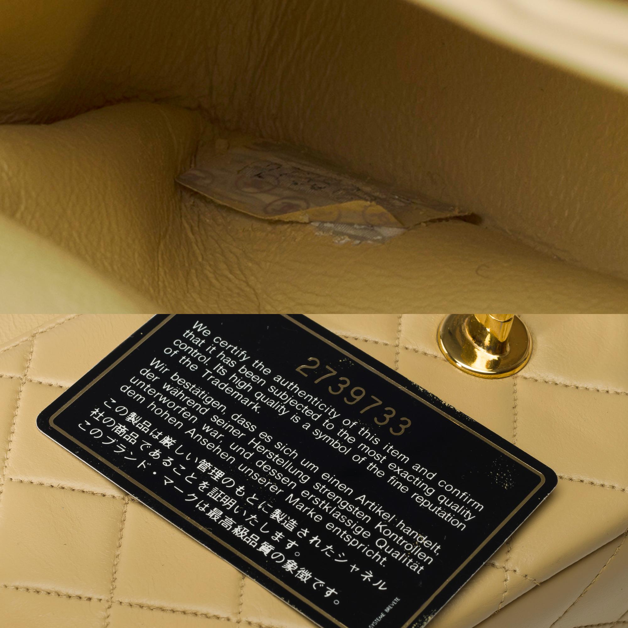Chanel Timeless 23cm double flap shoulder bag in beige quilted lambskin, GHW 3