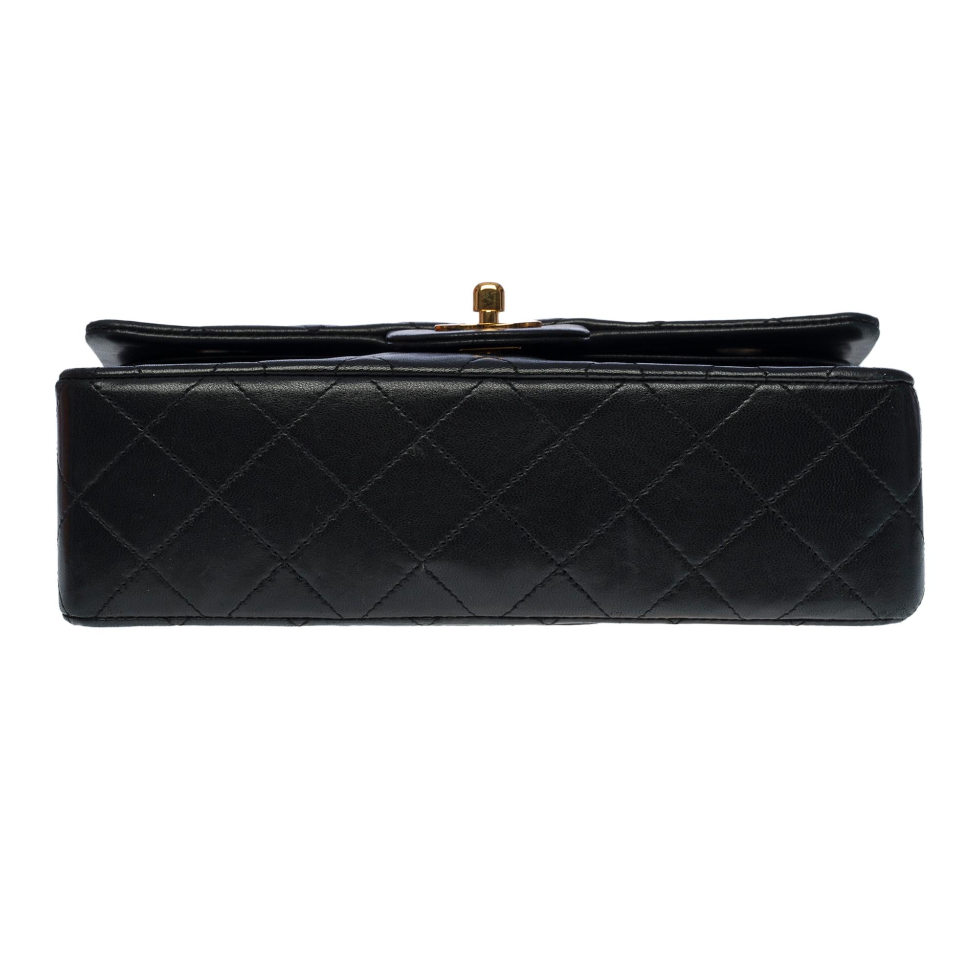 Chanel Timeless 23cm double flap shoulder bag in black quilted lambskin, GHW 5