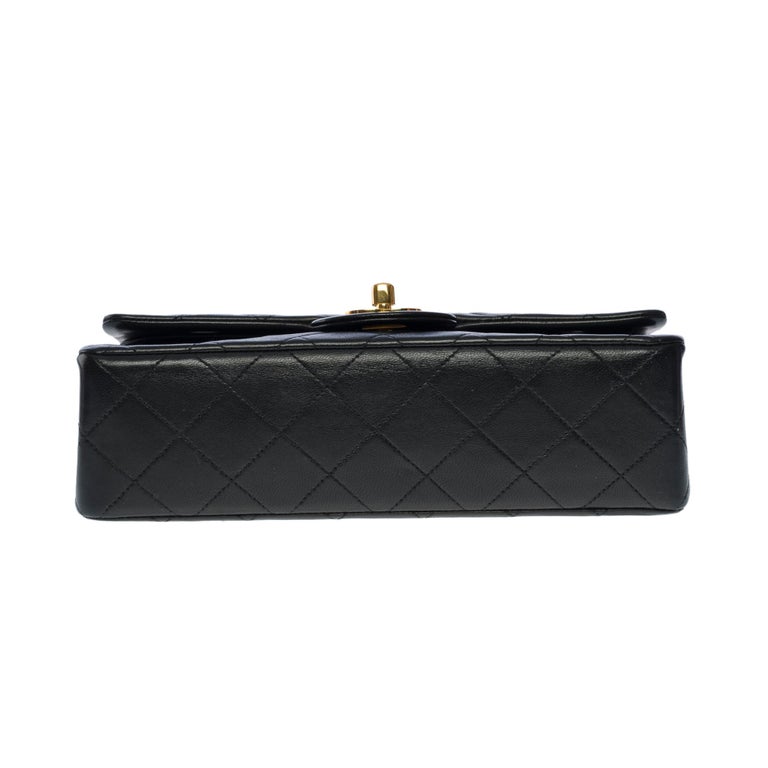 Chanel Timeless 23cm double flap shoulder bag in black quilted lambskin,  GHW For Sale at 1stDibs