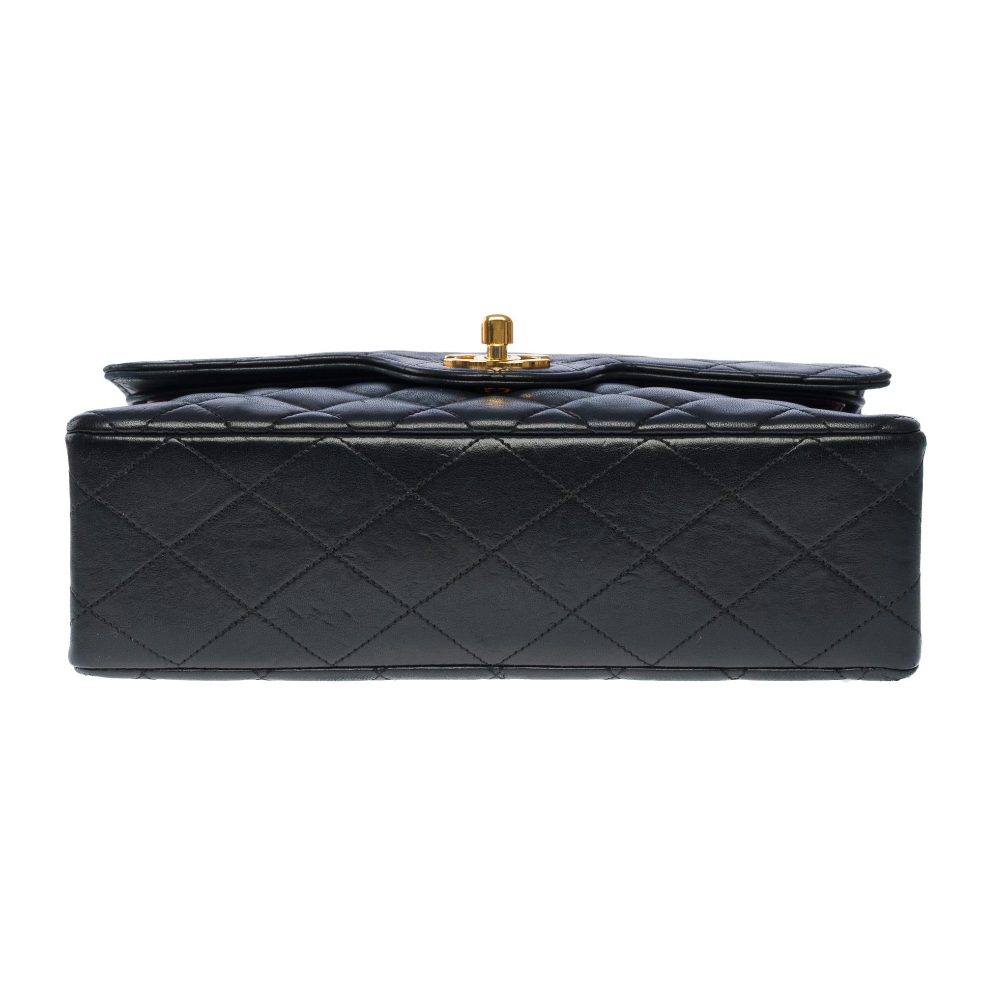 Chanel Timeless 23cm double flap shoulder bag in black quilted lambskin, GHW 7