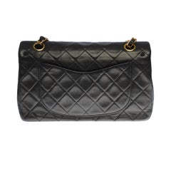 Chanel Timeless 23cm double flap Shoulder bag in black quilted lambskin, GHW