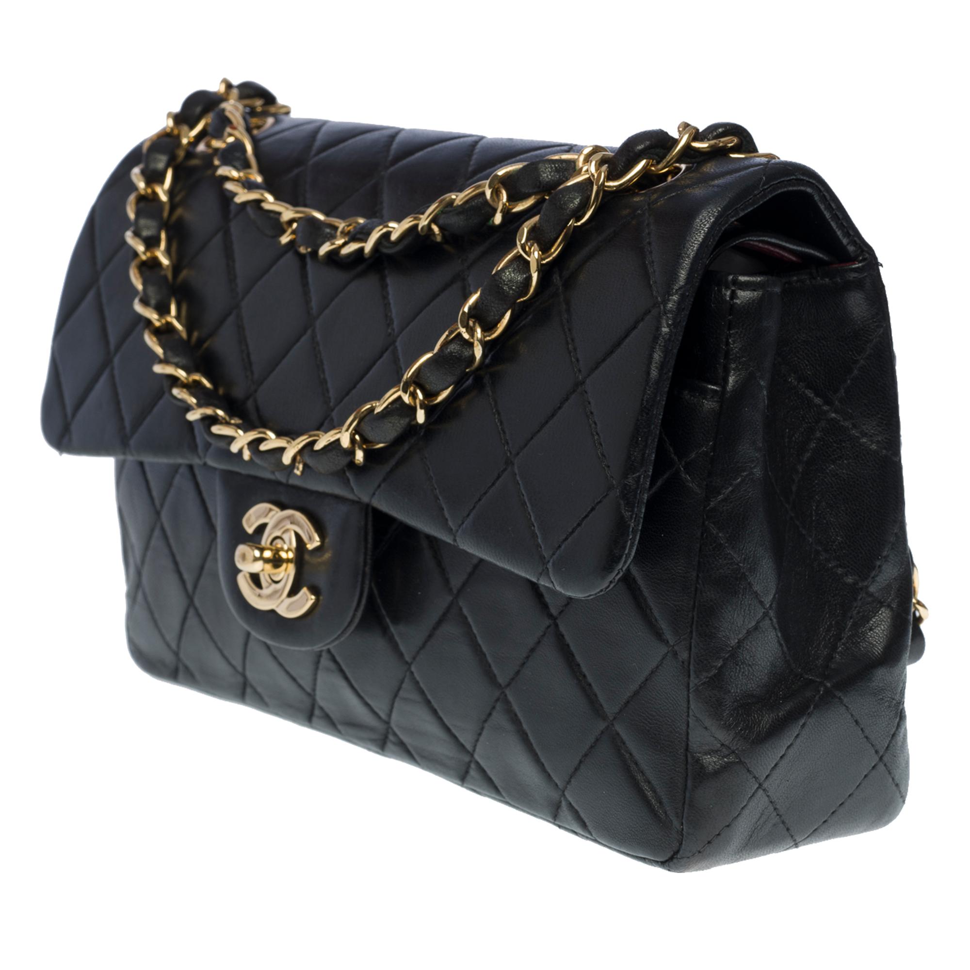 Women's Chanel Timeless 23cm double flap shoulder bag in black quilted lambskin, GHW