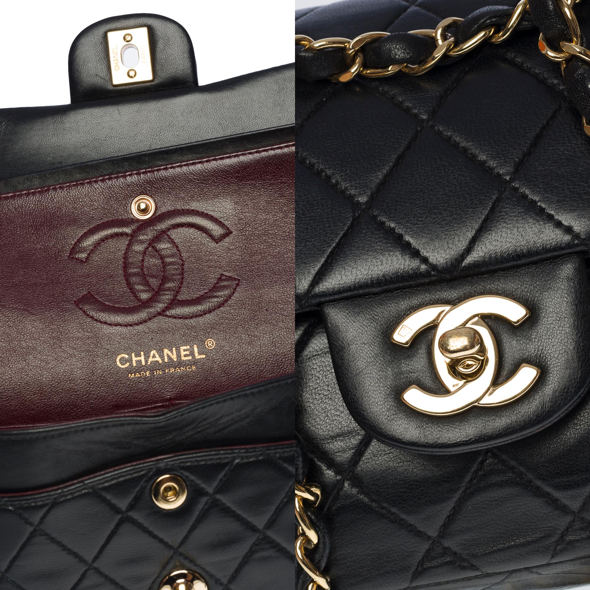 Chanel Timeless 23cm double flap shoulder bag in black quilted lambskin, GHW 2