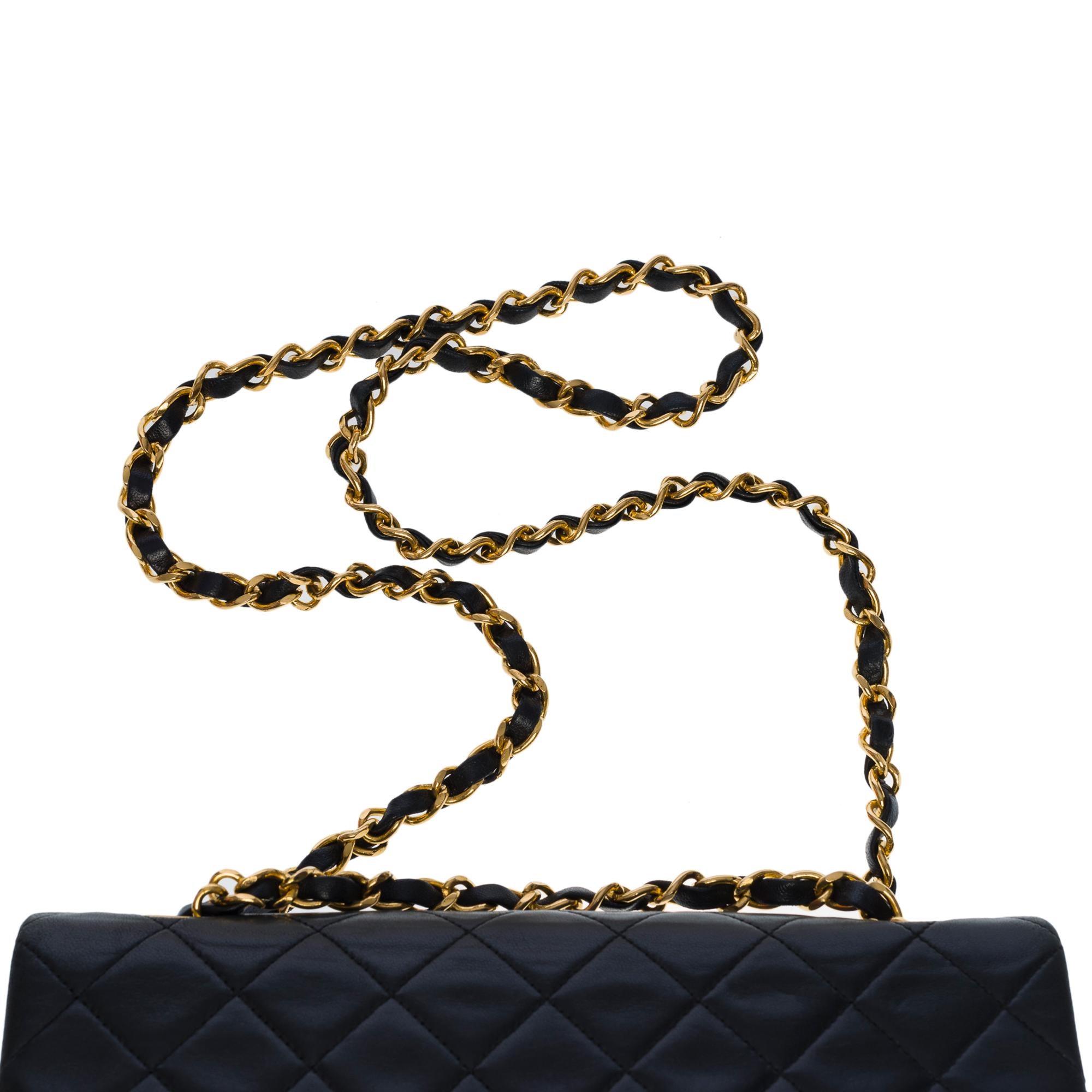 Chanel Timeless 23cm double flap shoulder bag in black quilted lambskin, GHW 4