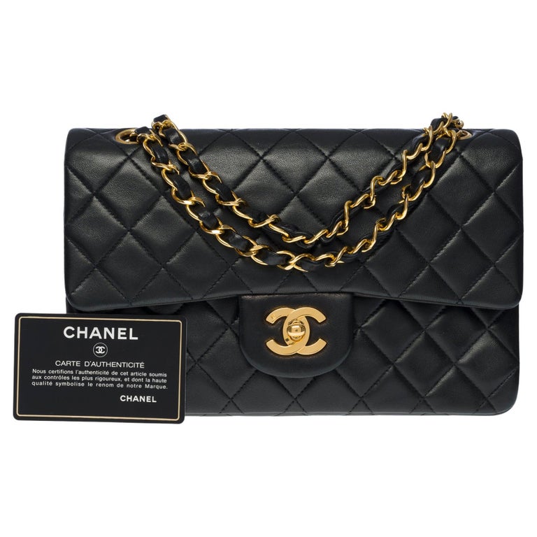 Chanel Timeless 23cm double flap shoulder bag in black quilted