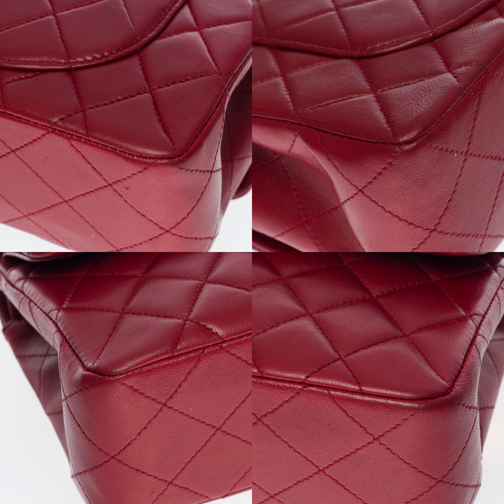 Chanel Timeless 23cm double flap Shoulder bag in red quilted lambskin, GHW 5