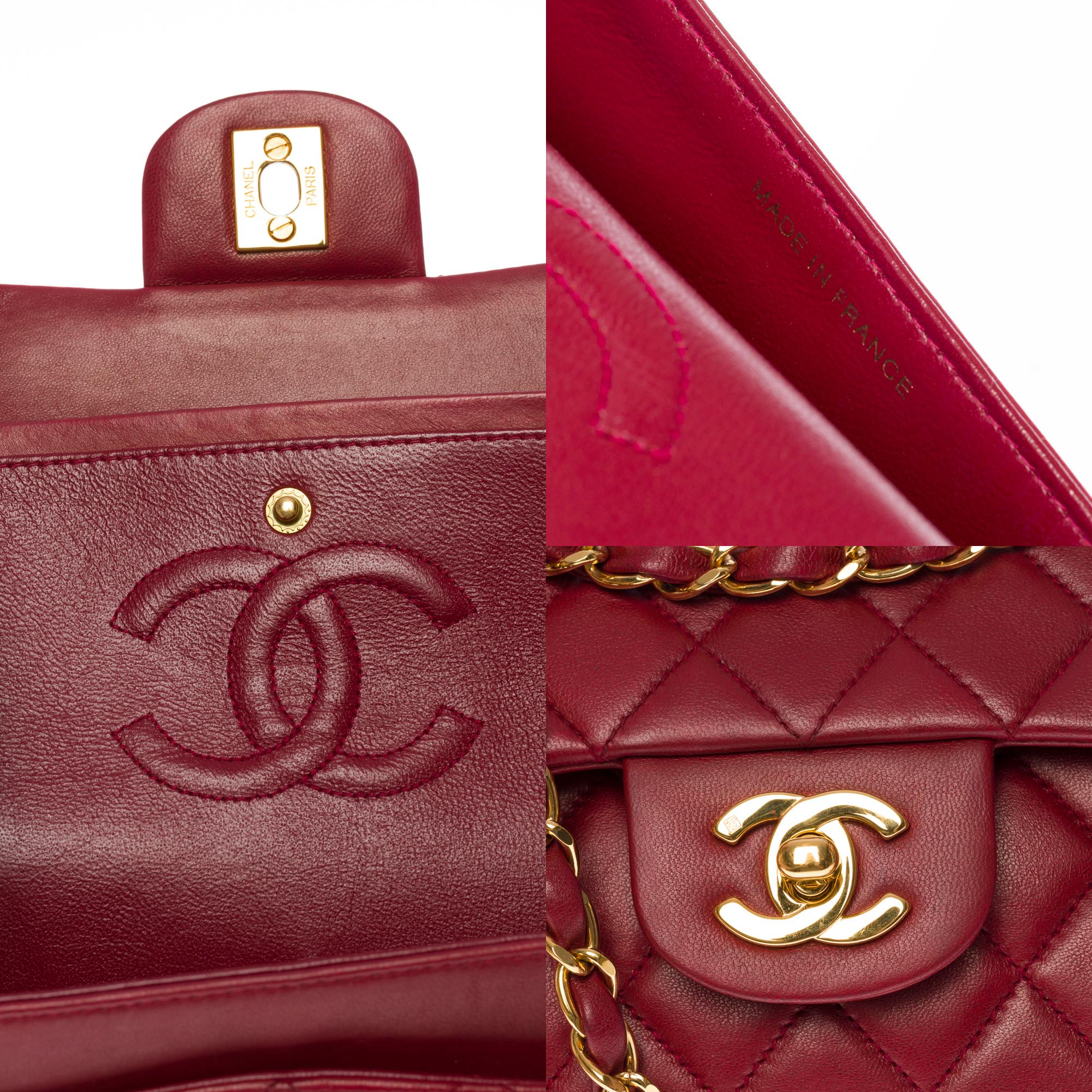 Women's Chanel Timeless 23cm double flap Shoulder bag in red quilted lambskin, GHW