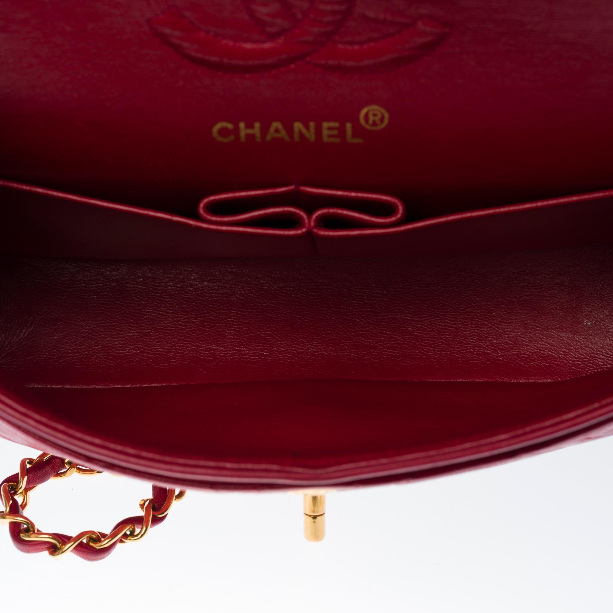 Chanel Timeless 23cm double flap Shoulder bag in red quilted lambskin, GHW In Good Condition In Paris, IDF