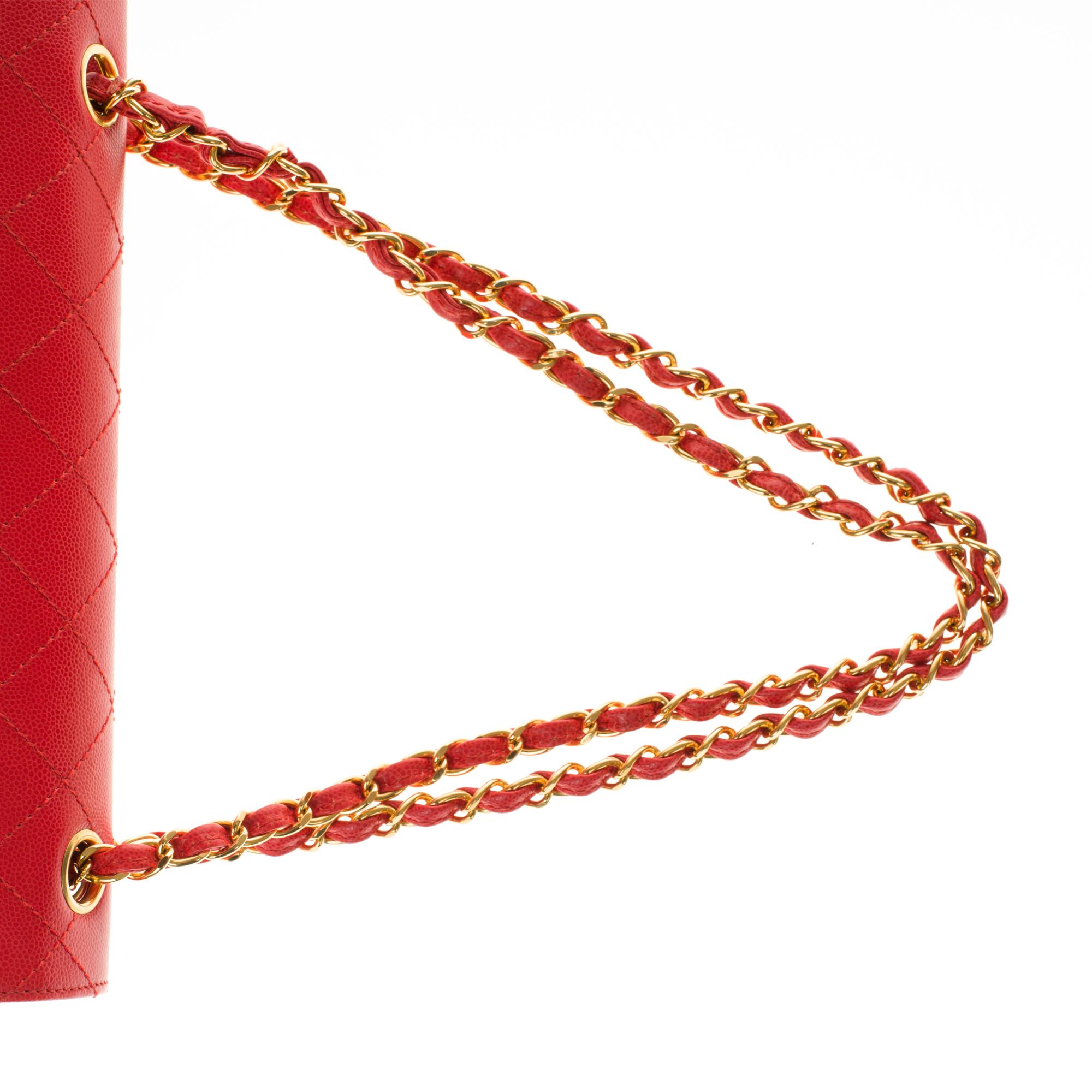 Chanel Timeless 25cm crossbody handbag in red padded caviar leather, GHW 5