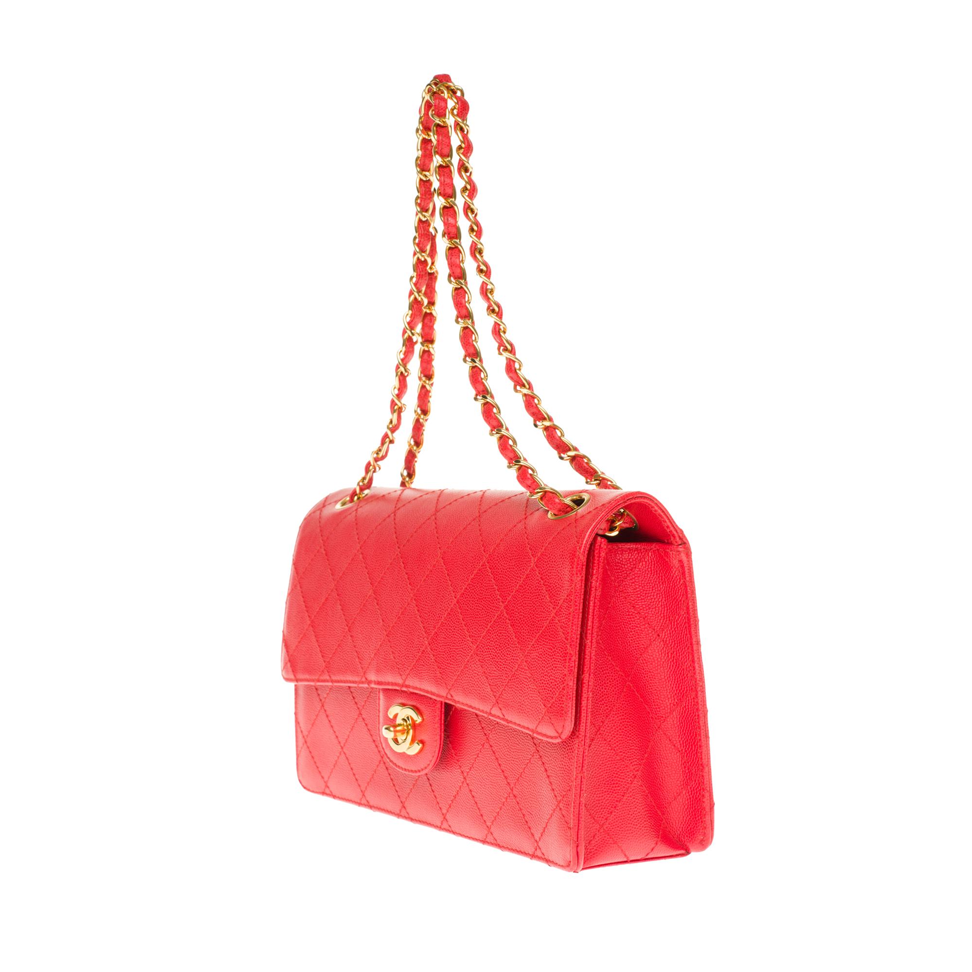 Red Chanel Timeless 25cm crossbody handbag in red padded caviar leather, GHW