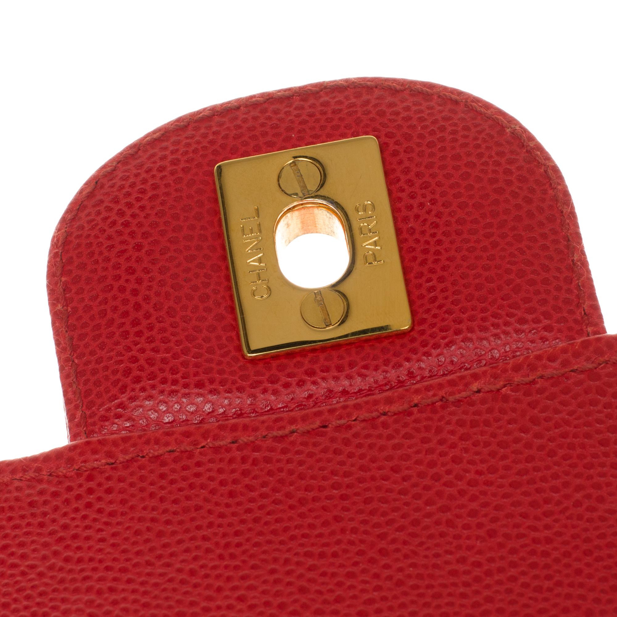 Chanel Timeless 25cm crossbody handbag in red padded caviar leather, GHW 1